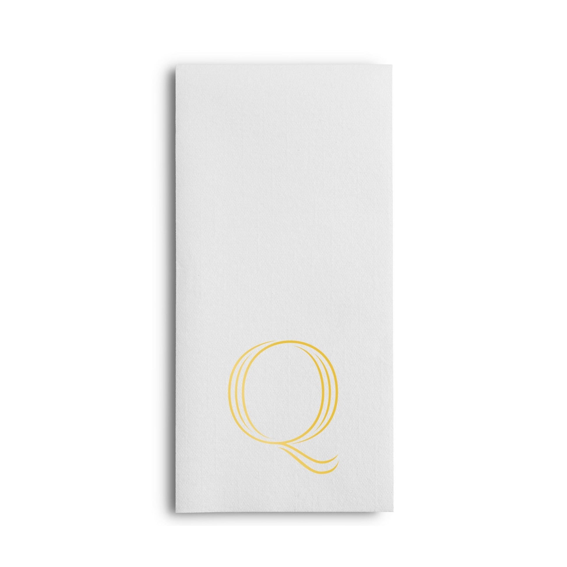 Disposable Linen-Feel White Guest Towel Napkins | Gold Foil Stamp Monogram, Airlaid Paper, 12"x17", 50-Pack - Naptec Paper - BloominGoods