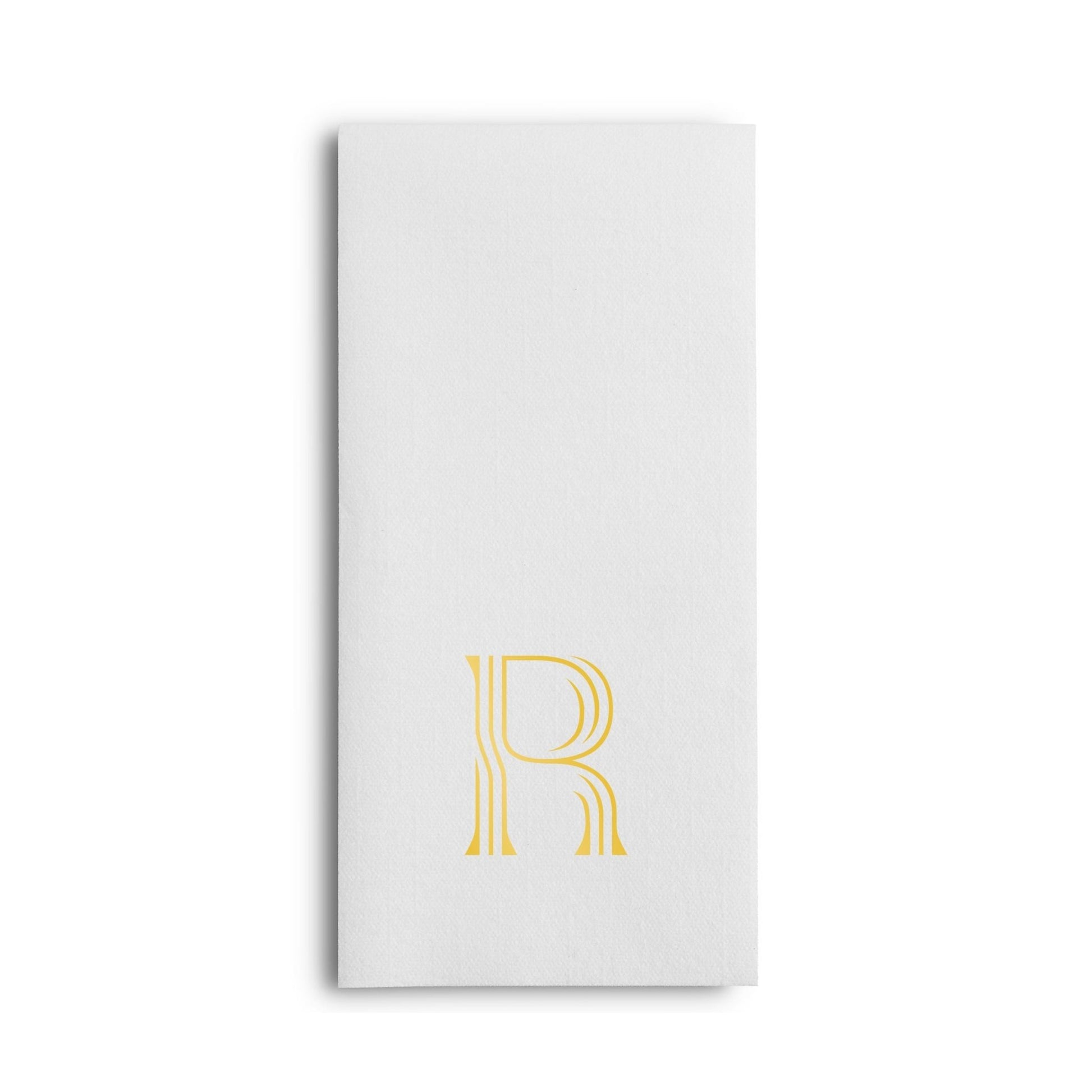 Disposable Linen-Feel White Guest Towel Napkins | Gold Foil Stamp Monogram, Airlaid Paper, 12"x17", 50-Pack - Naptec Paper - BloominGoods