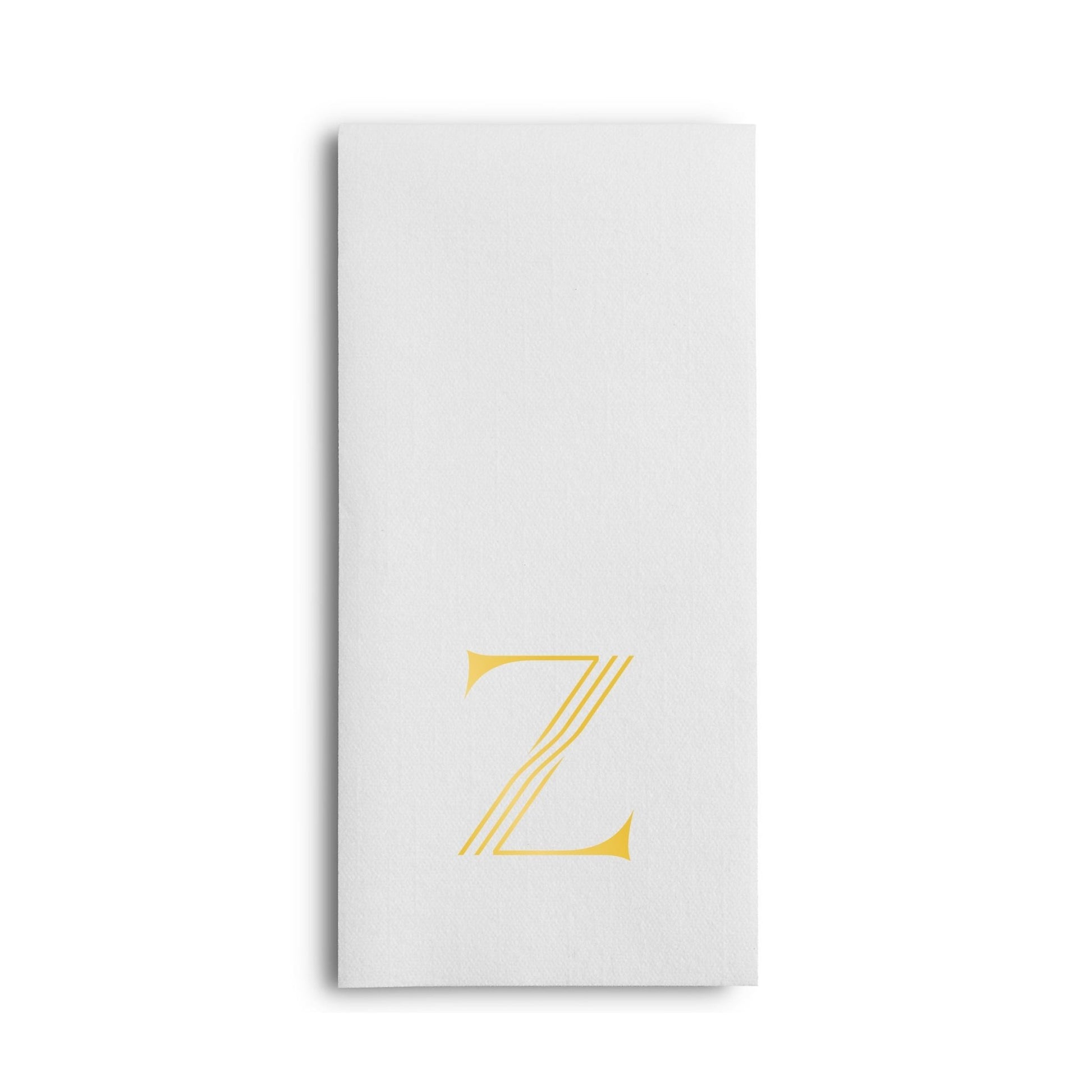 Disposable Linen-Feel White Guest Towel Napkins | Gold Foil Stamp Monogram, Airlaid Paper, 12"x17", 50-Pack - Naptec Paper - BloominGoods