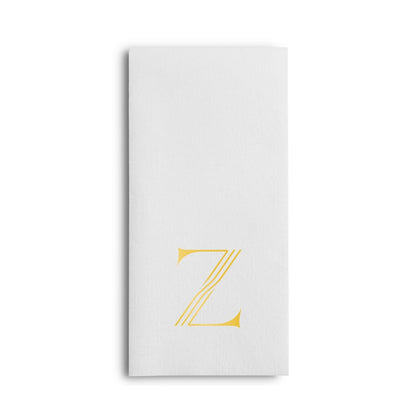 Disposable Linen-Feel White Guest Towel Napkins | Gold Foil Stamp Monogram, Airlaid Paper, 12"x17", 50-Pack - Naptec Paper - BloominGoods