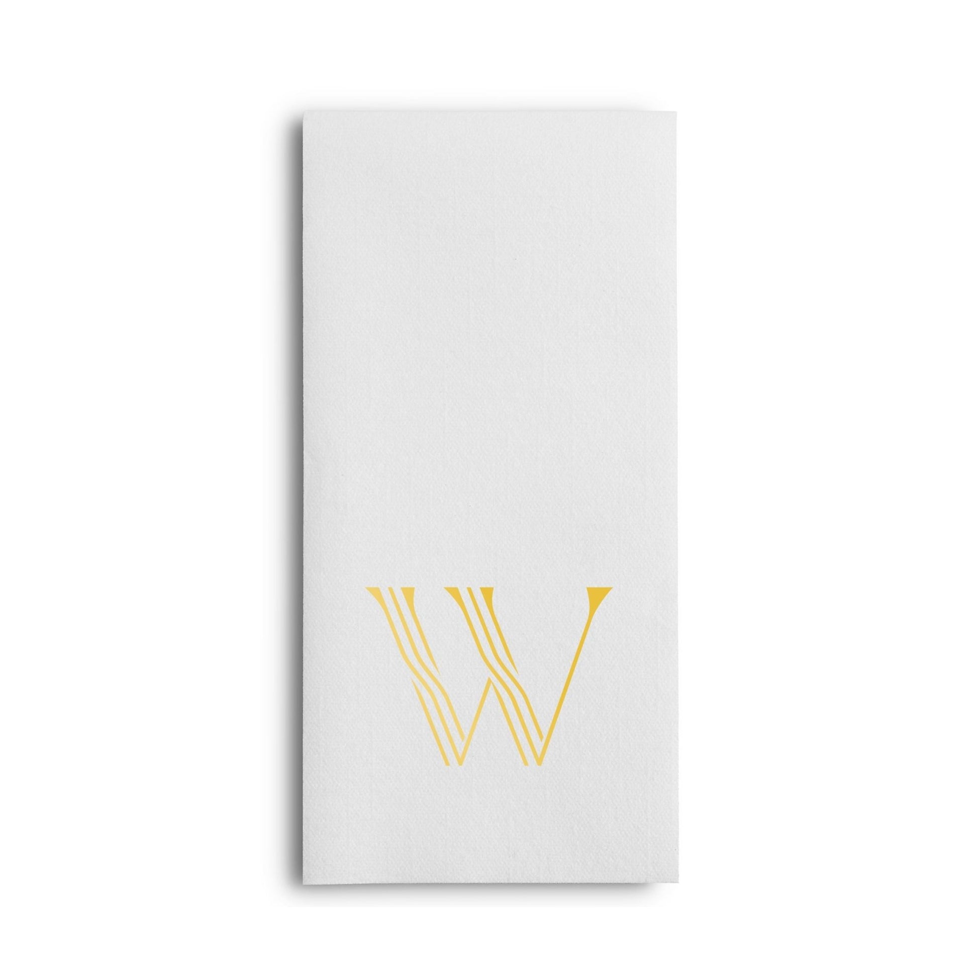 Disposable Linen-Feel White Guest Towel Napkins | Gold Foil Stamp Monogram, Airlaid Paper, 12"x17", 50-Pack - Naptec Paper - BloominGoods