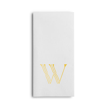 Disposable Linen-Feel White Guest Towel Napkins | Gold Foil Stamp Monogram, Airlaid Paper, 12"x17", 50-Pack - Naptec Paper - BloominGoods
