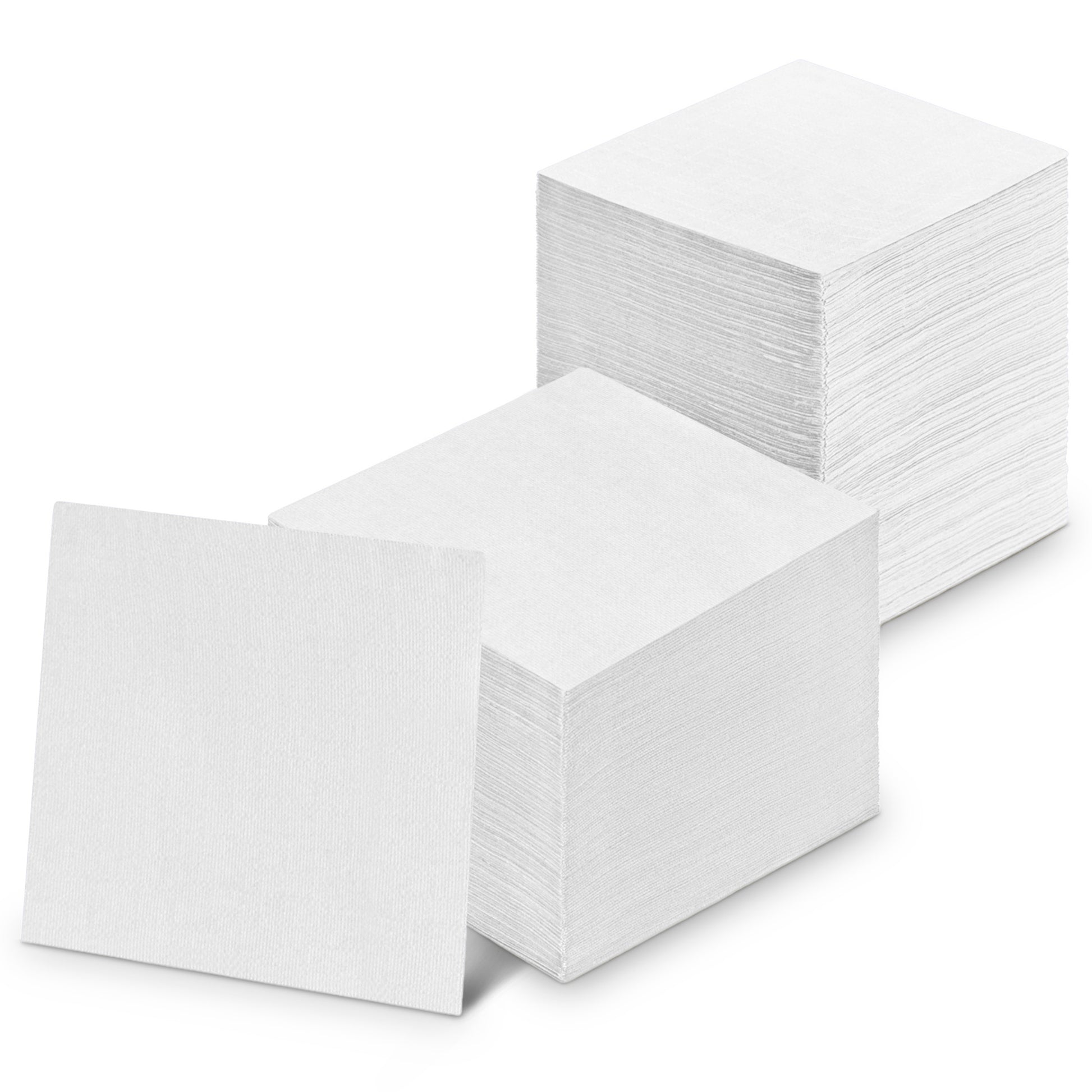 
NP-3PBN-WHT-300, NP-3PBN-WHT-3000, Disposable 3-Ply Cocktail Napkins | 5"x5", 300-Pack - Naptec Paper - Naperee