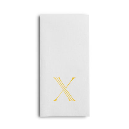 Disposable Linen-Feel White Guest Towel Napkins | Gold Foil Stamp Monogram, Airlaid Paper, 12"x17", 50-Pack - Naptec Paper - BloominGoods