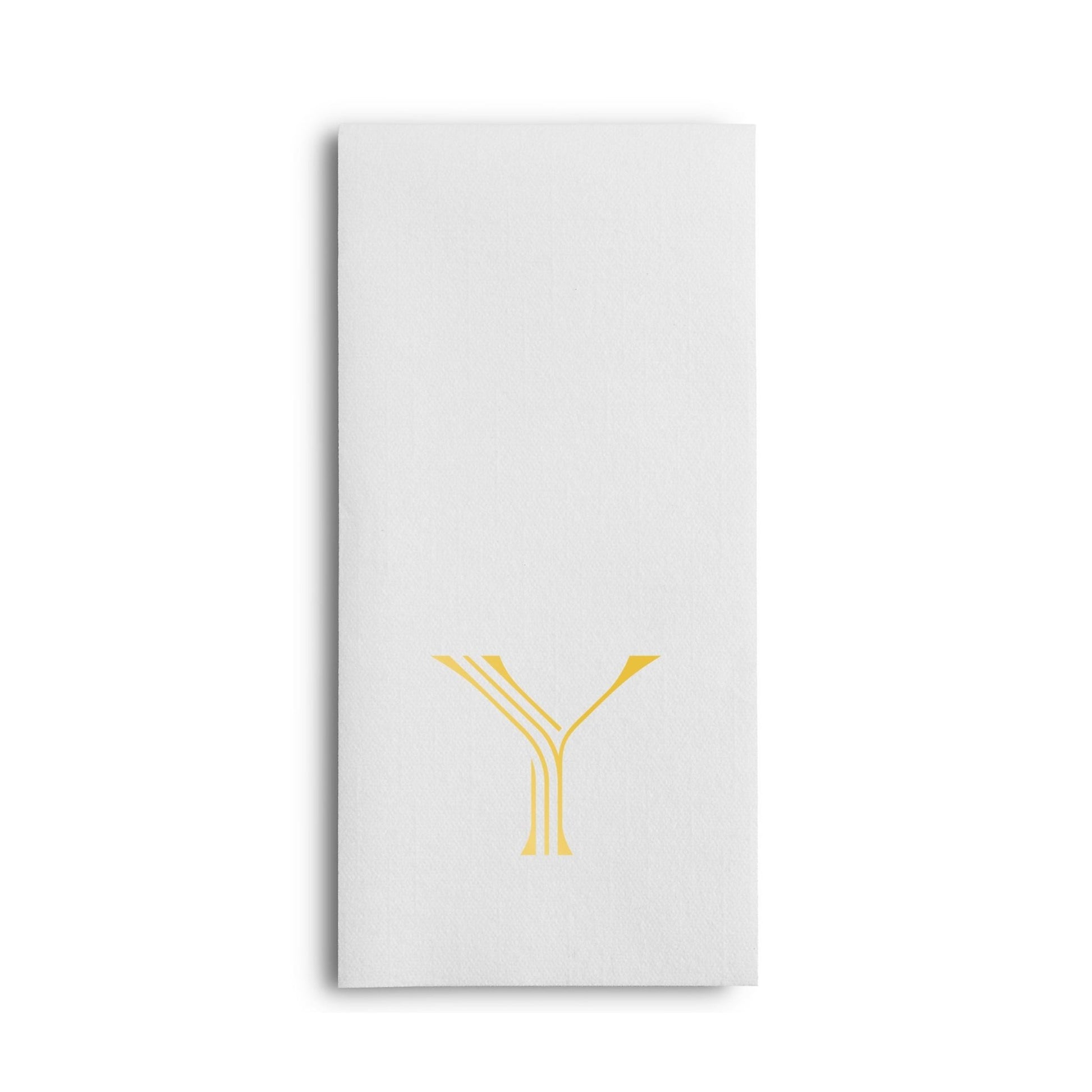 Disposable Linen-Feel White Guest Towel Napkins | Gold Foil Stamp Monogram, Airlaid Paper, 12"x17", 50-Pack - Naptec Paper - BloominGoods
